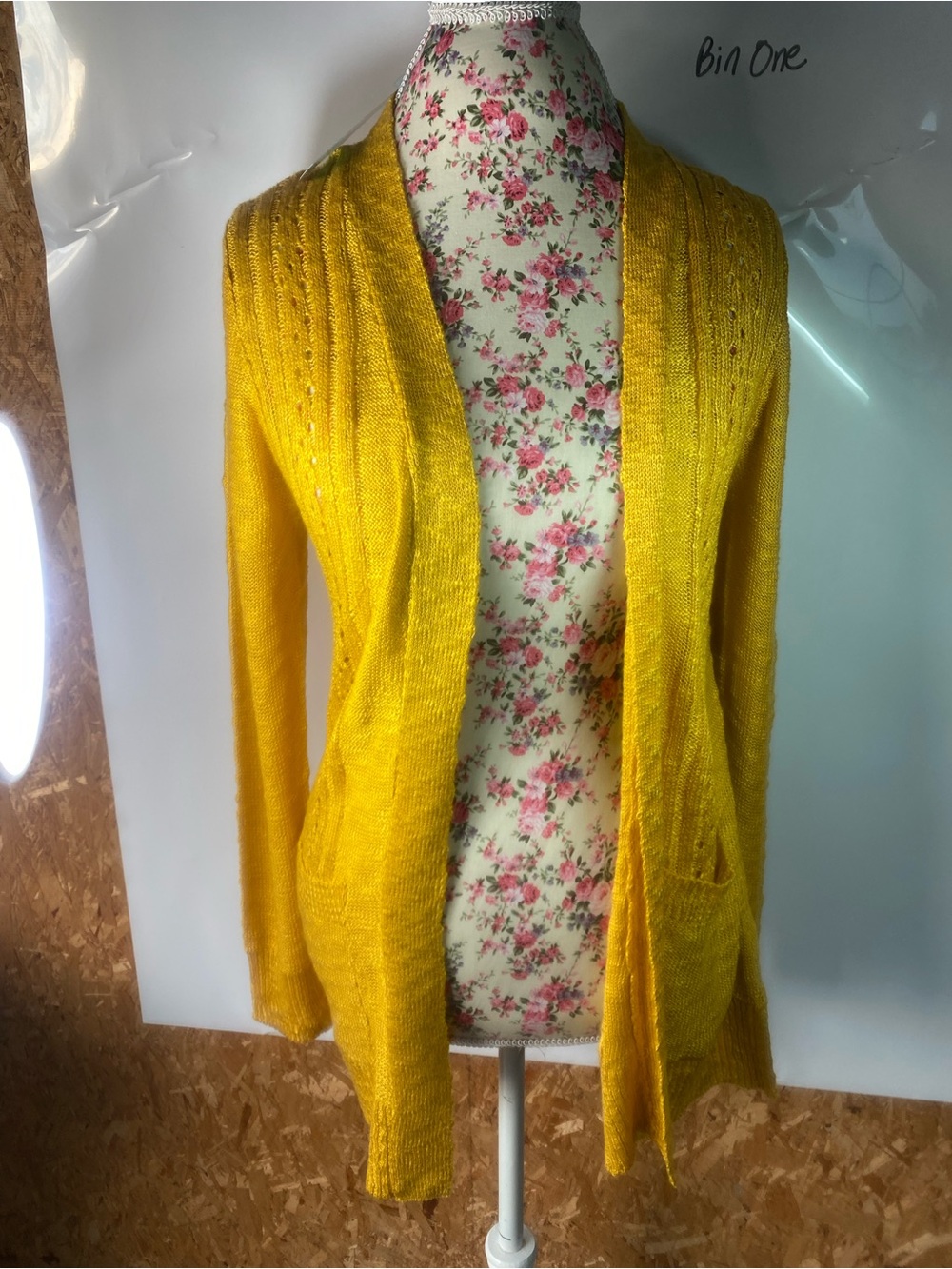 Open-Front Yellow Women's Cardigan with Front Pockets